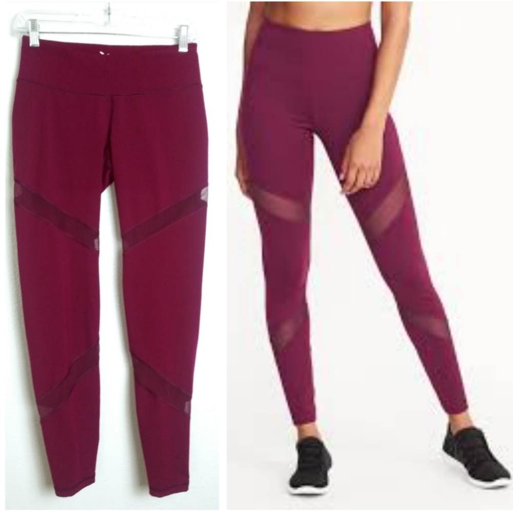 Old Navy Go Dry Active Red Leggings Full-Length Stretchy Fit Size M Casual